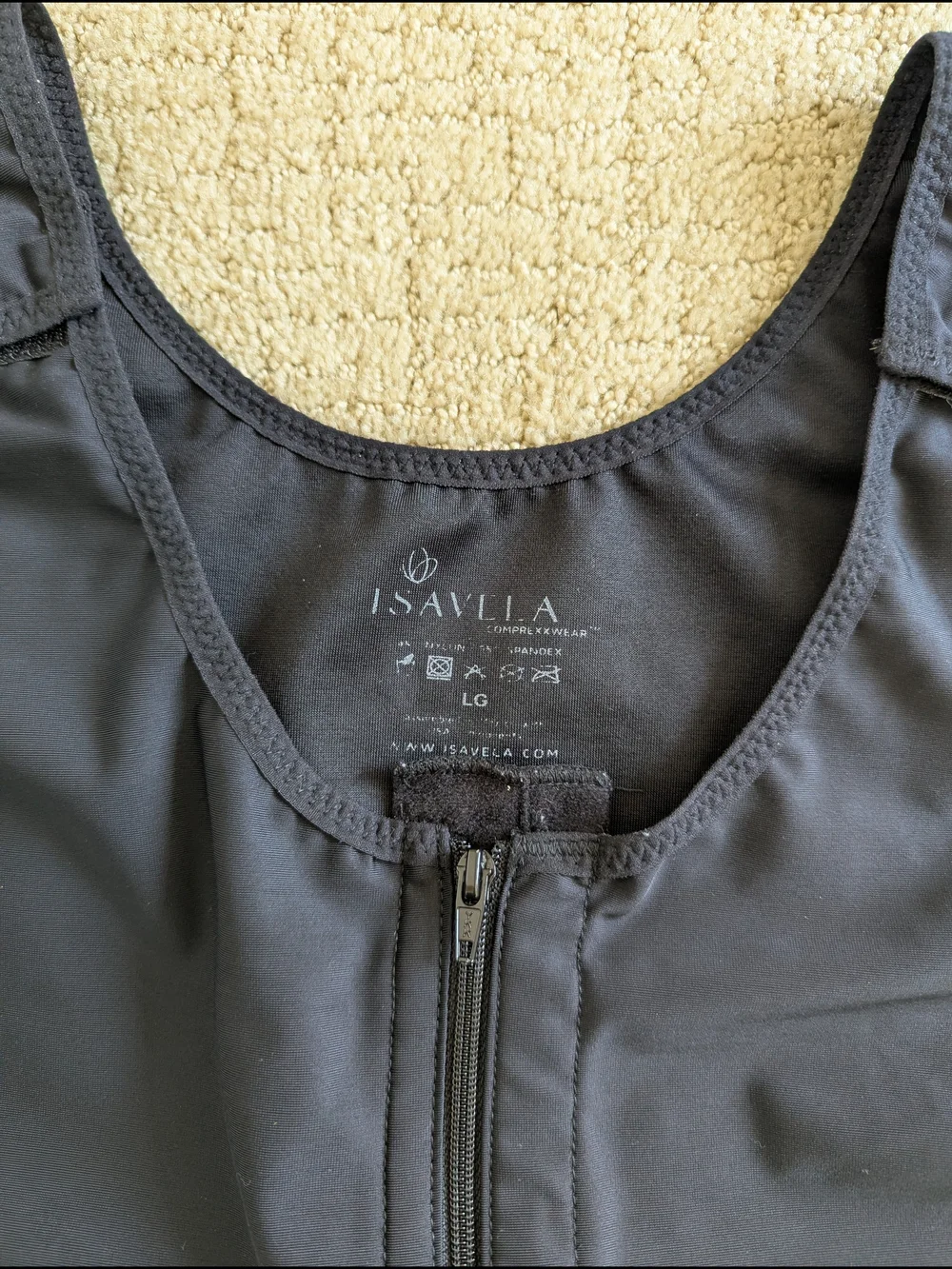ISAVELA Compression Vest Mens L Black Short Stage 1 Surgery Recovery Adjustable